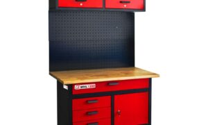 Stół warsztatowy z szafką ścienną i tablicą narzędziową Holzmann WHL1200 (75486)