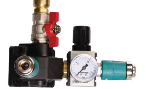 Skrzynka rozdzielacza końcowego z dwoma sprzęgłami jednoręcznymi, zaworem odcinającym i regulatorem ciśnienia w filtrze Aircraft 12 bar 18 mm (2158171)