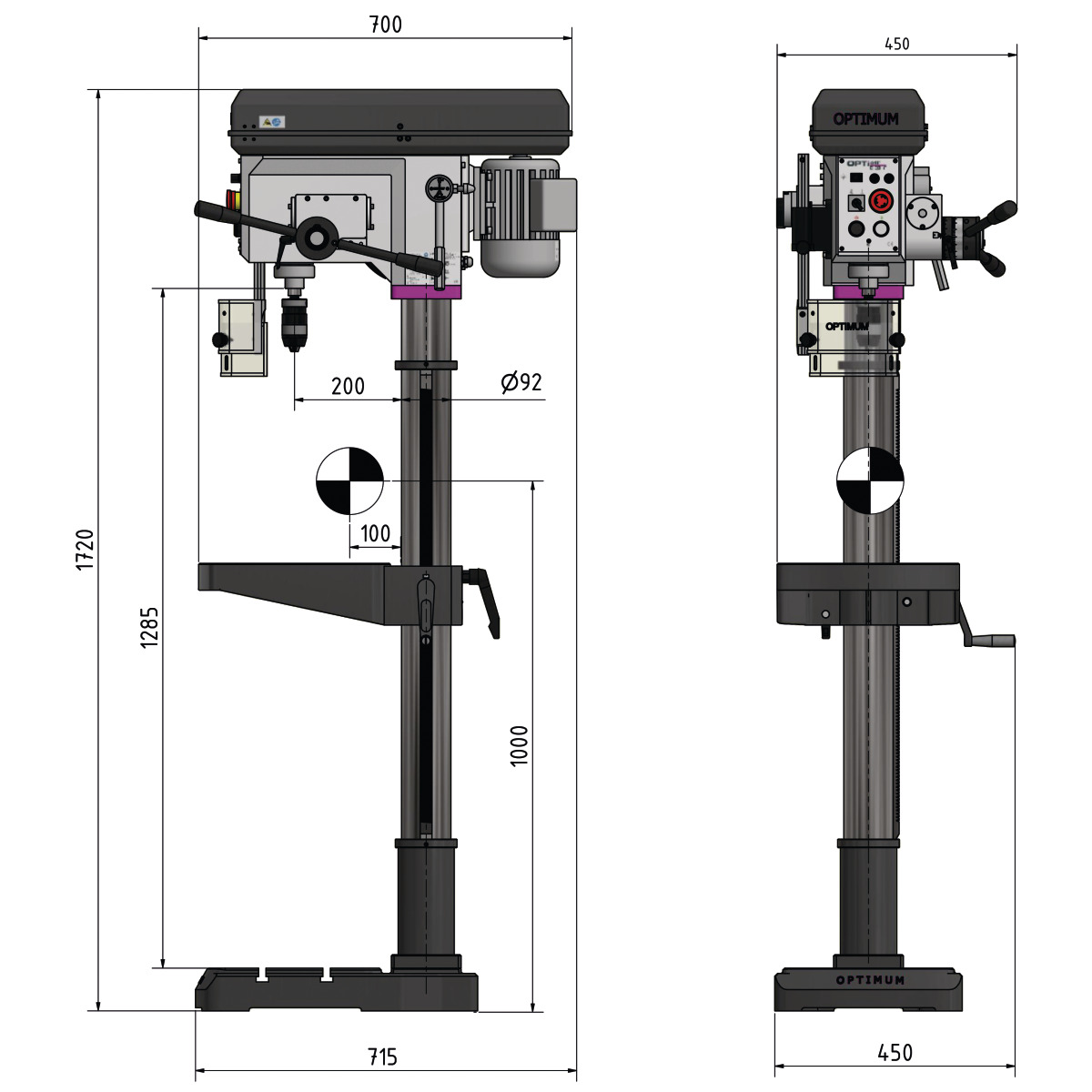 Wiertarka stojąca Optimum OPTIdrill DH 28FS (3020284) - obrazek 6