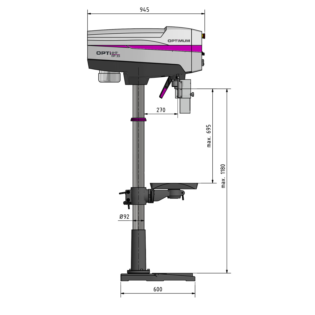 Wiertarka stojąca Optimum OPTIdrill DP 33 (3020640) - obrazek 7