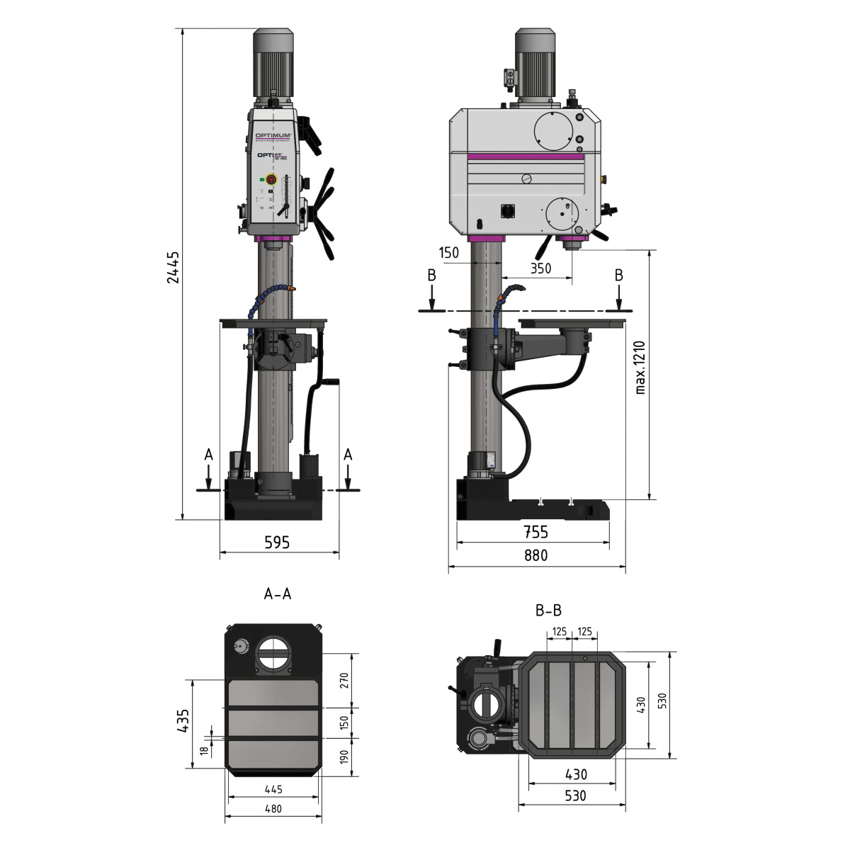 Wiertarka z przekładnią Optimum OPTIdrill DH 45V (3034262) - obrazek 6