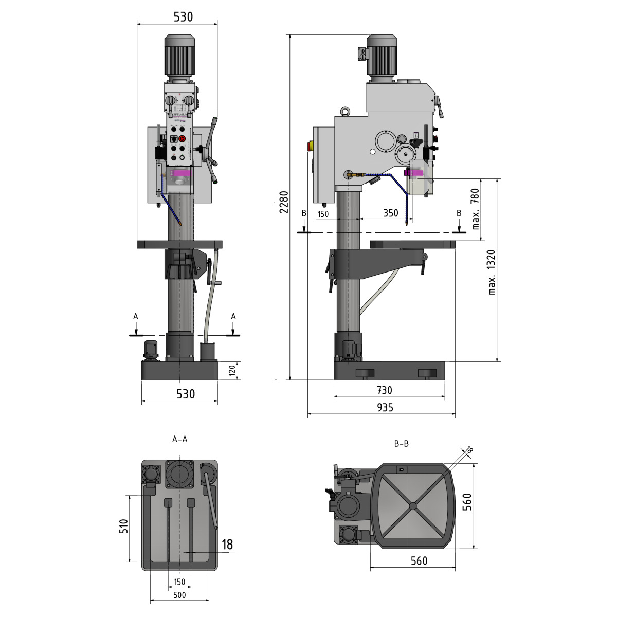 Wiertarka z przekładnią Optimum OPTIdrill B 40GSM (3034400) - obrazek 5