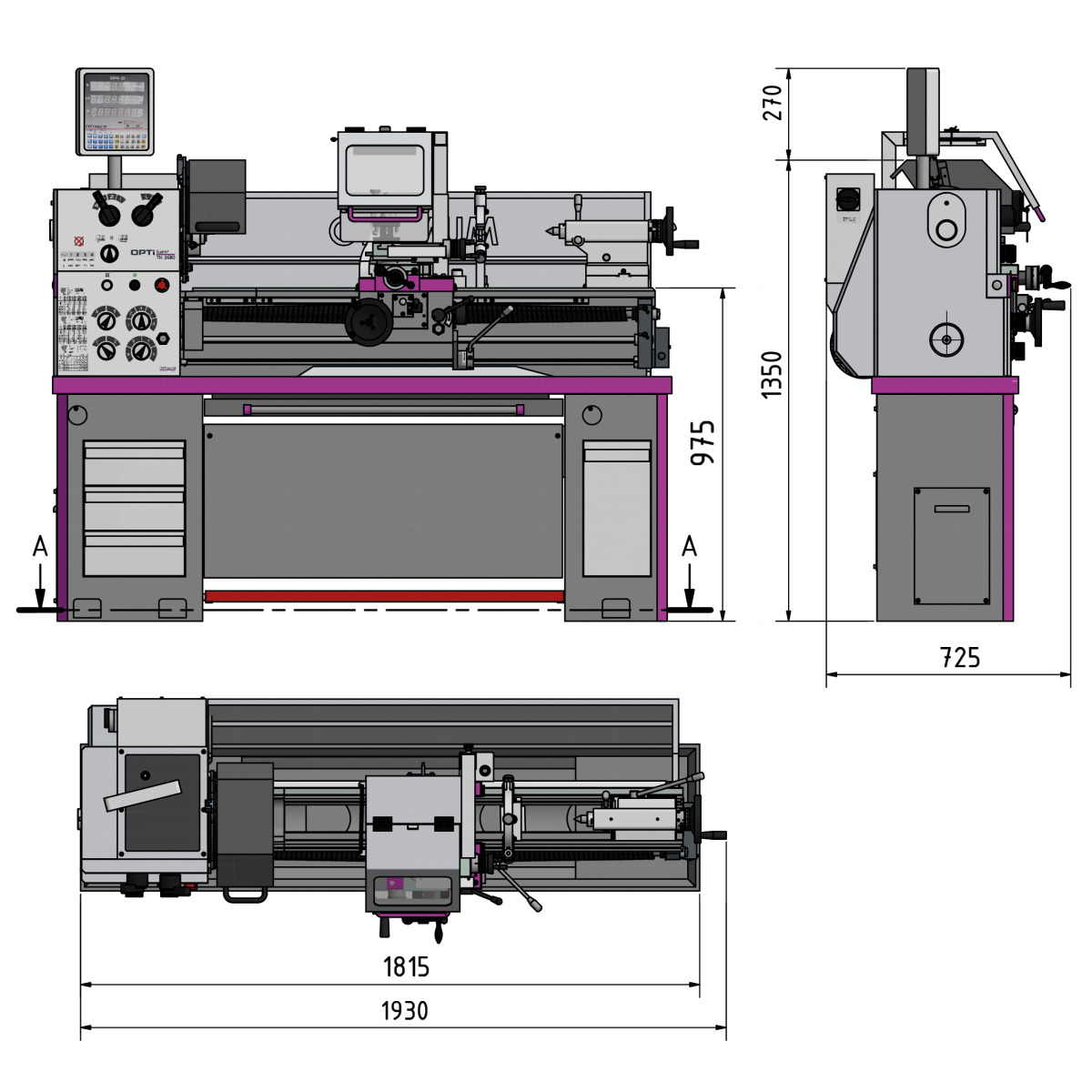 Tokarka mechaniczna Optimum OPTIturn TH 3610D (3402060) - obrazek 6