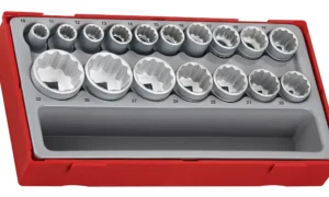 17-elementowy zestaw nasadek 12-kątnych z chwytem kwadratowym 1/2", Teng Tools TT1217 (03570207)