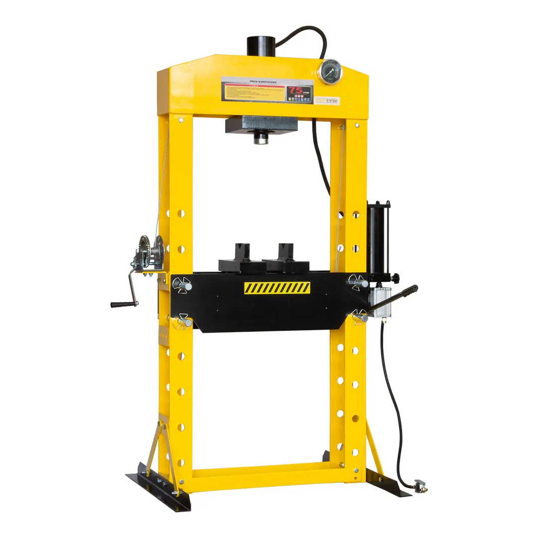 Prasa hydrauliczna warsztatowa 75 ton | pneumatyczno-ręczna | ruchomy tłok (WP75 ) - obrazek 2