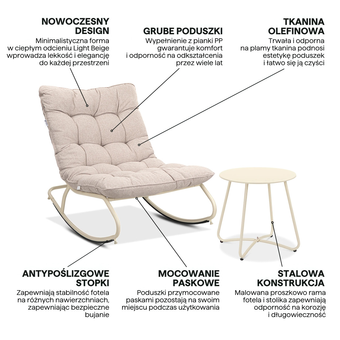 AGAVA+STOLIK ART ZESTAW LIGHT BEIGE (007916) - obrazek 4