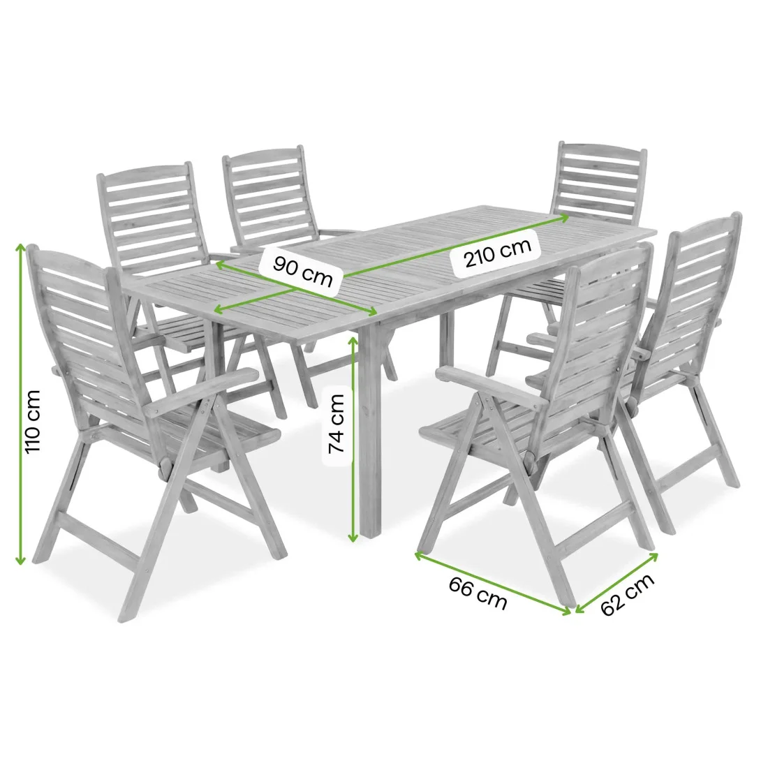 AKADIA DINING 210/6 ZESTAW ACACIA WOOD (009258) - obrazek 2