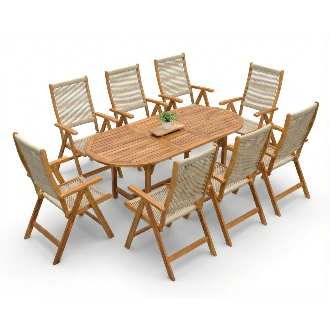 AKADIA ROPE DINING 190/8 ZESTAW ACACIA WOOD (009254)