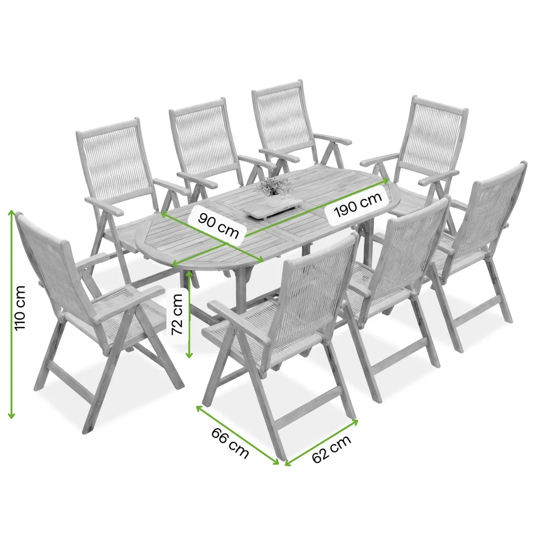 AKADIA ROPE DINING 190/8 ZESTAW ACACIA WOOD (009254) - obrazek 2