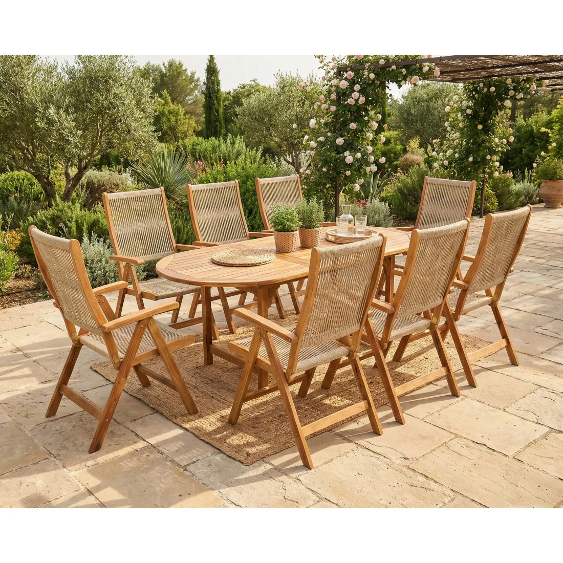 AKADIA ROPE DINING 190/8 ZESTAW ACACIA WOOD (009254) - obrazek 3