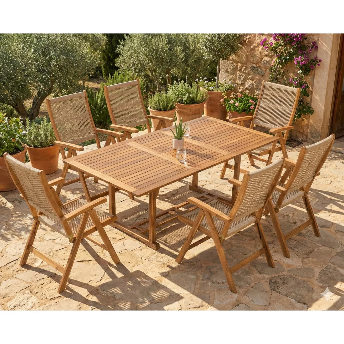 AKADIA ROPE DINING 200/6 ZESTAW ACACIA WOOD (009253) - obrazek 3