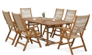 AKADIA ROPE DINING 200/6 ZESTAW ACACIA WOOD (009253)