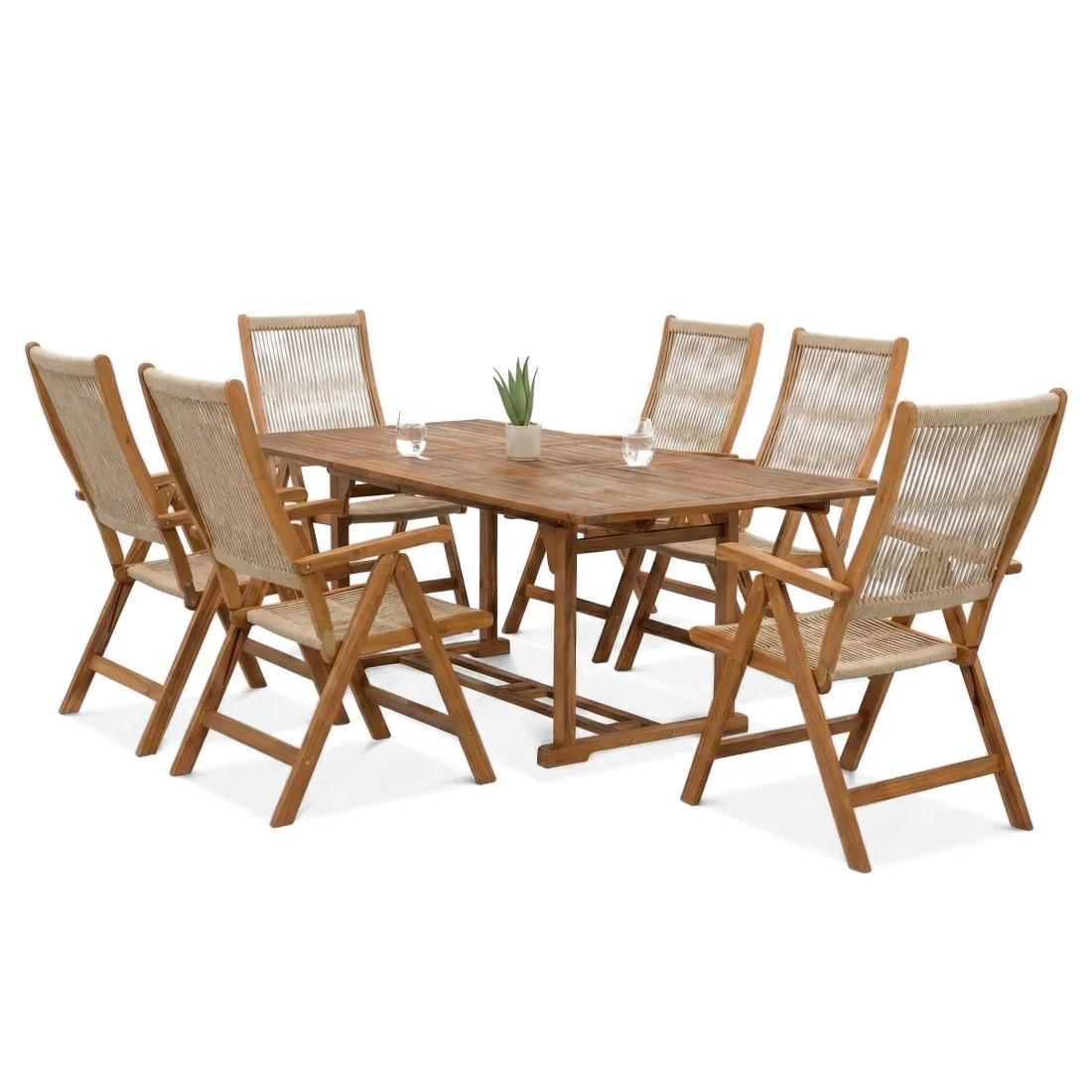 AKADIA ROPE DINING 200/6 ZESTAW ACACIA WOOD (009253)