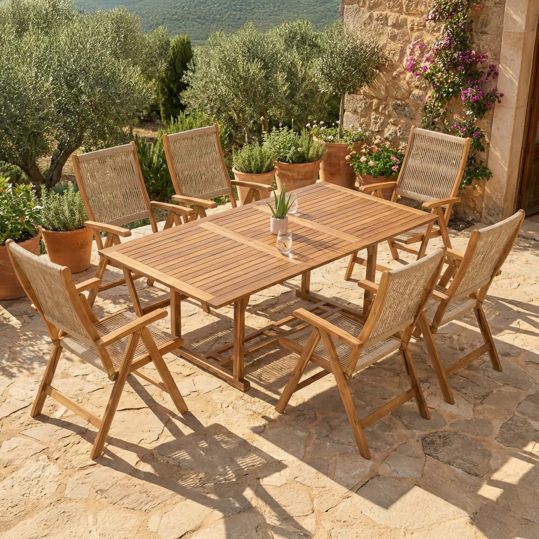 AKADIA ROPE DINING 200/6 ZESTAW ACACIA WOOD (009253) - obrazek 8