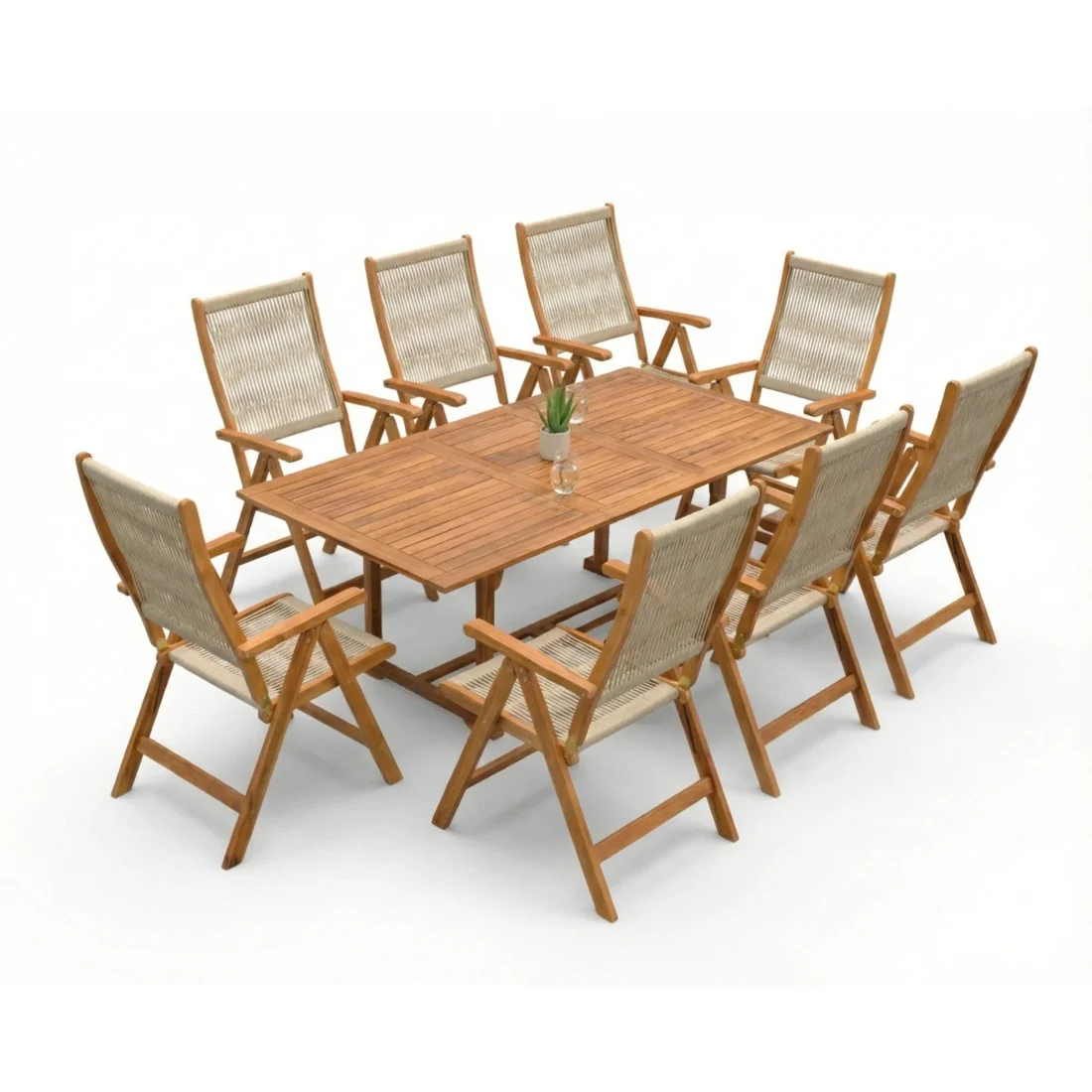 AKADIA ROPE DINING 200/8 ZESTAW ACACIA WOOD (009255)