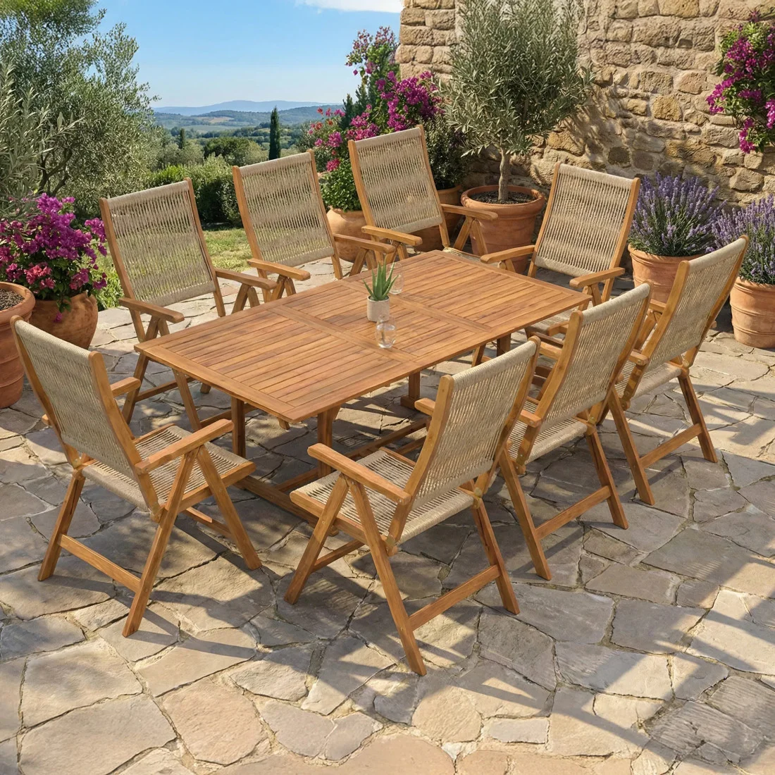 AKADIA ROPE DINING 200/8 ZESTAW ACACIA WOOD (009255) - obrazek 3
