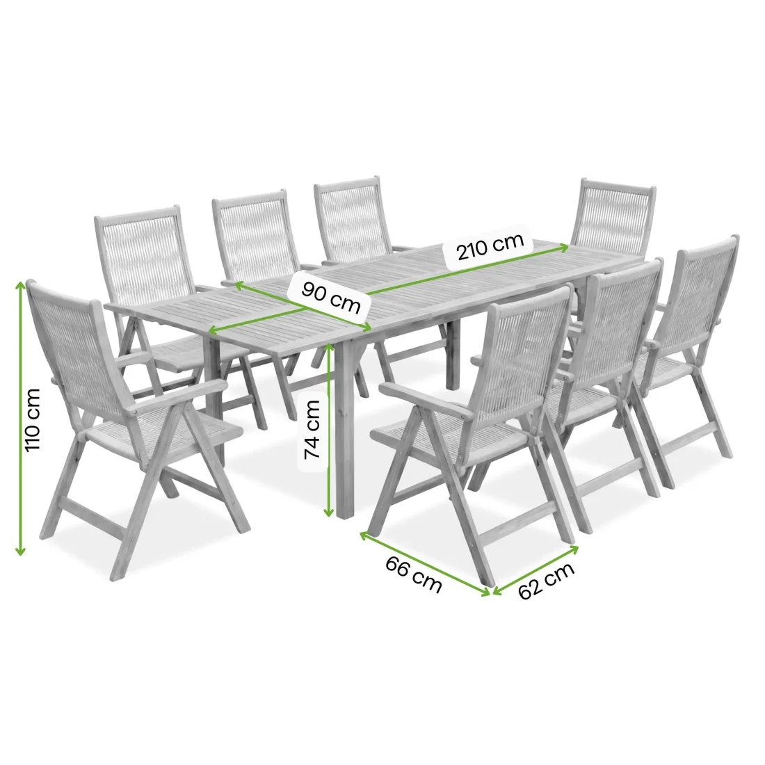 AKADIA ROPE DINING 210/8 ZESTAW ACACIA WOOD (009257) - obrazek 2