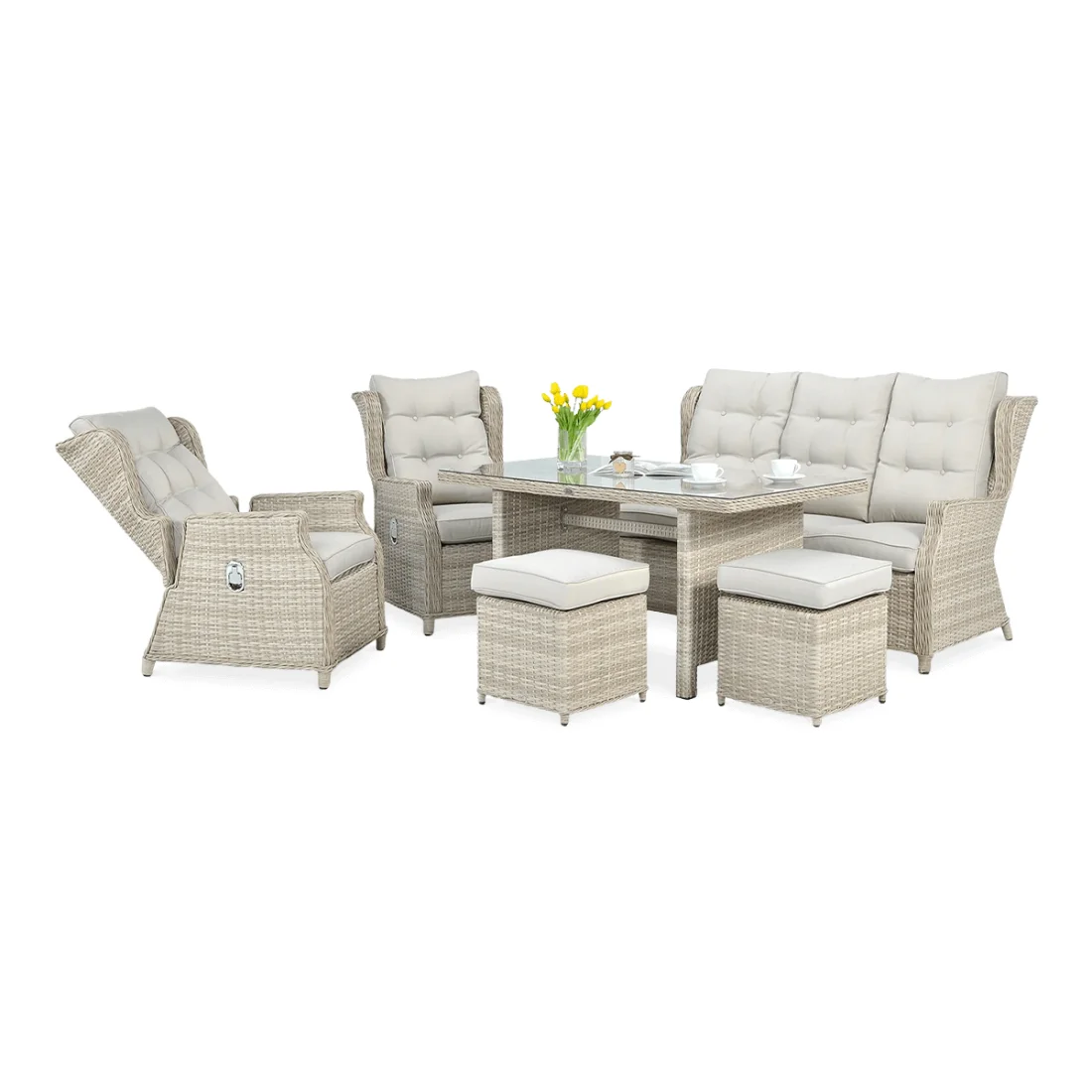 BALTIMORE DINING ZESTAW+PUFY BEIGE (003062)
