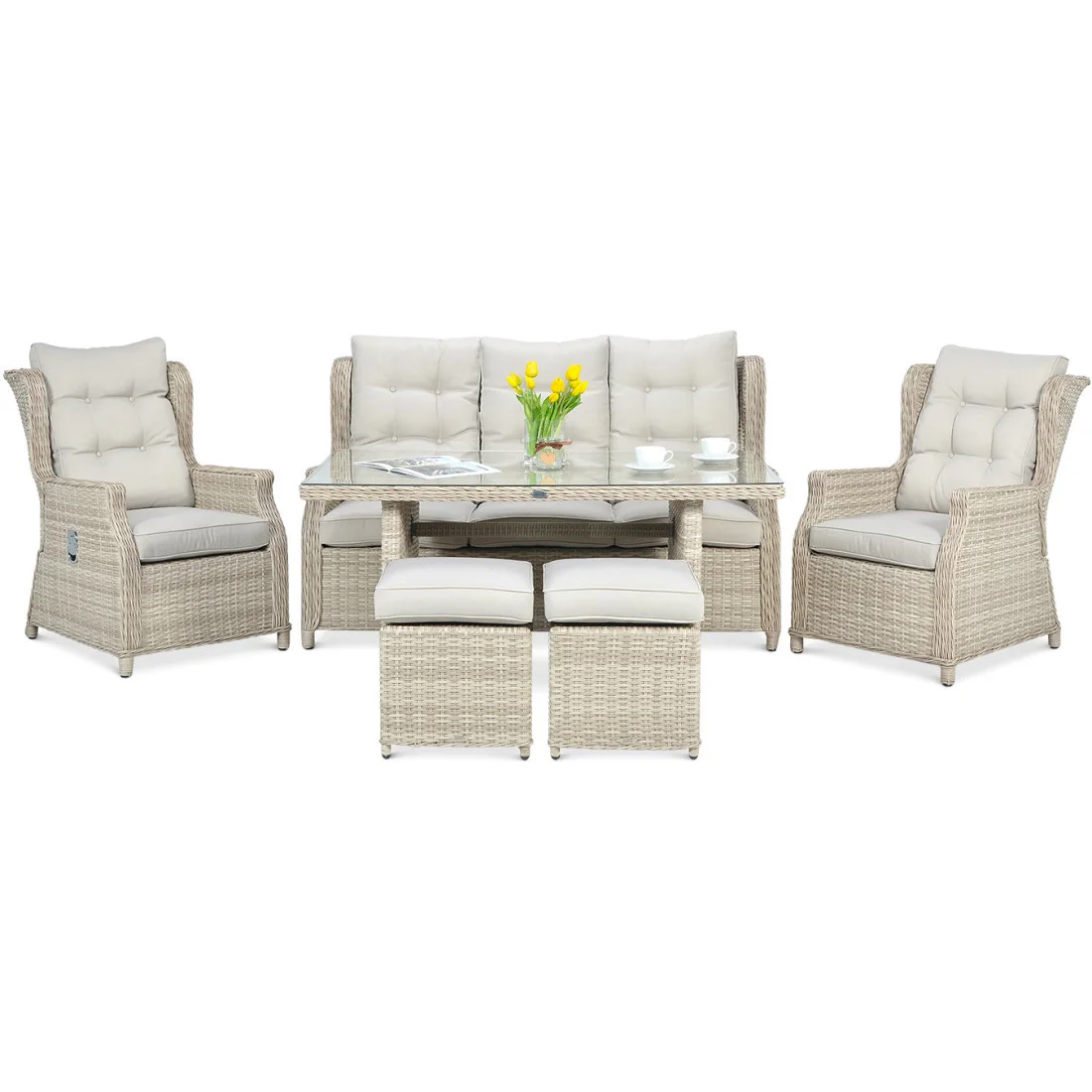 BALTIMORE DINING ZESTAW+PUFY BEIGE (003062) - obrazek 4