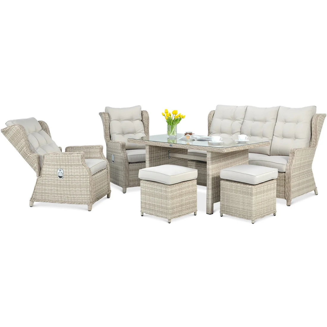 BALTIMORE DINING ZESTAW+PUFY BEIGE (003062) - obrazek 2