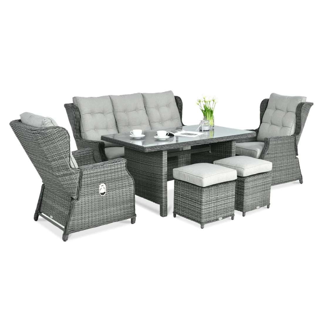 BALTIMORE DINING ZESTAW+PUFY DARK GREY (003064)
