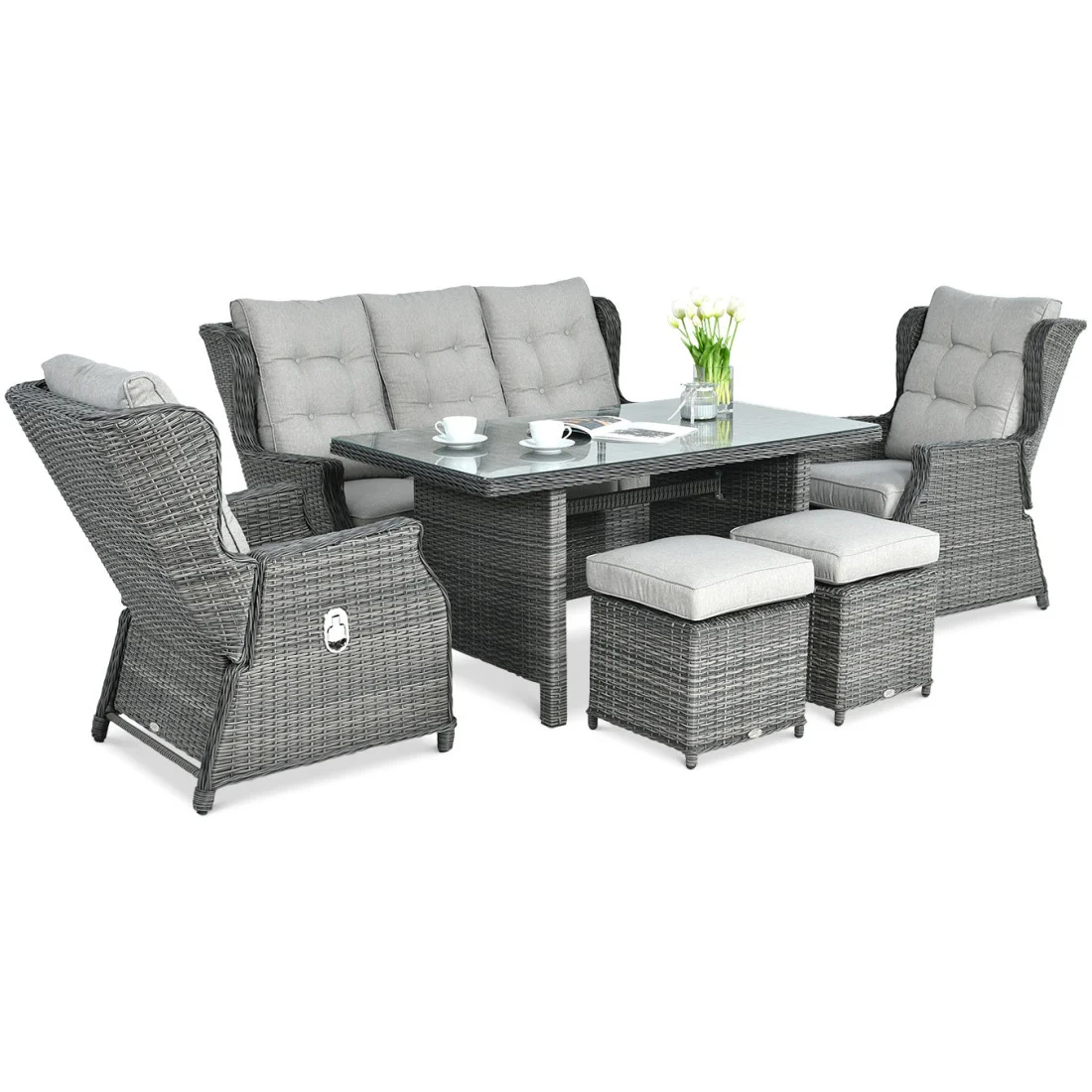 BALTIMORE DINING ZESTAW+PUFY DARK GREY (003064) - obrazek 2