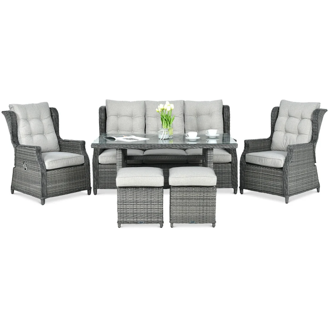 BALTIMORE DINING ZESTAW+PUFY DARK GREY (003064) - obrazek 4