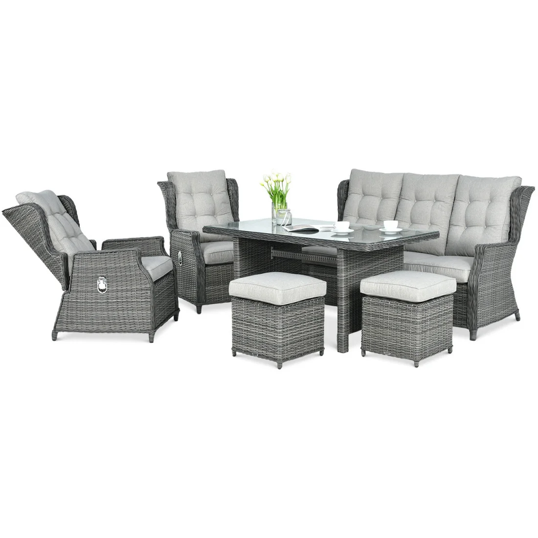 BALTIMORE DINING ZESTAW+PUFY DARK GREY (003064) - obrazek 3