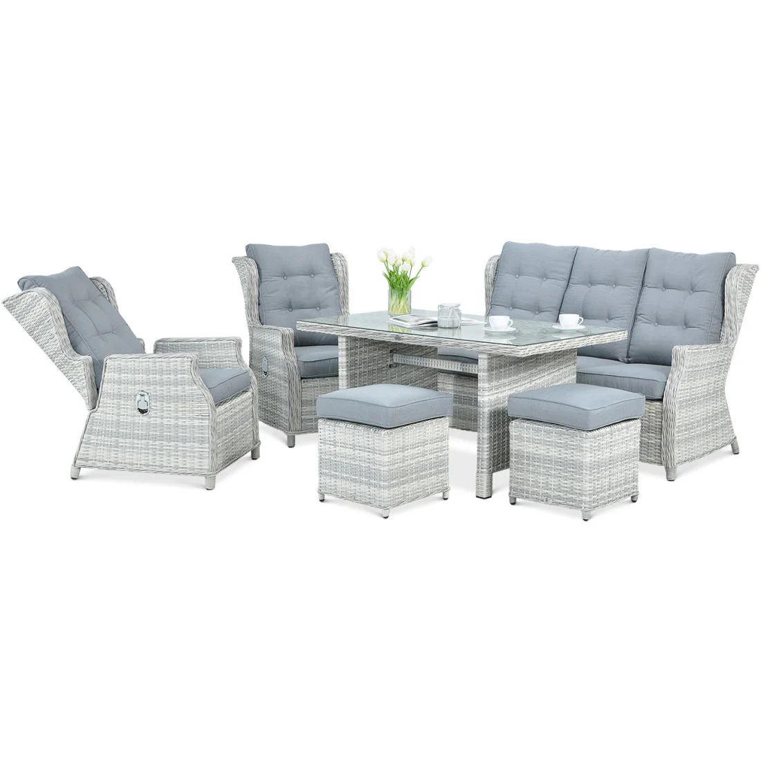 BALTIMORE DINING ZESTAW+PUFY WHITE GREY (003063) - obrazek 2