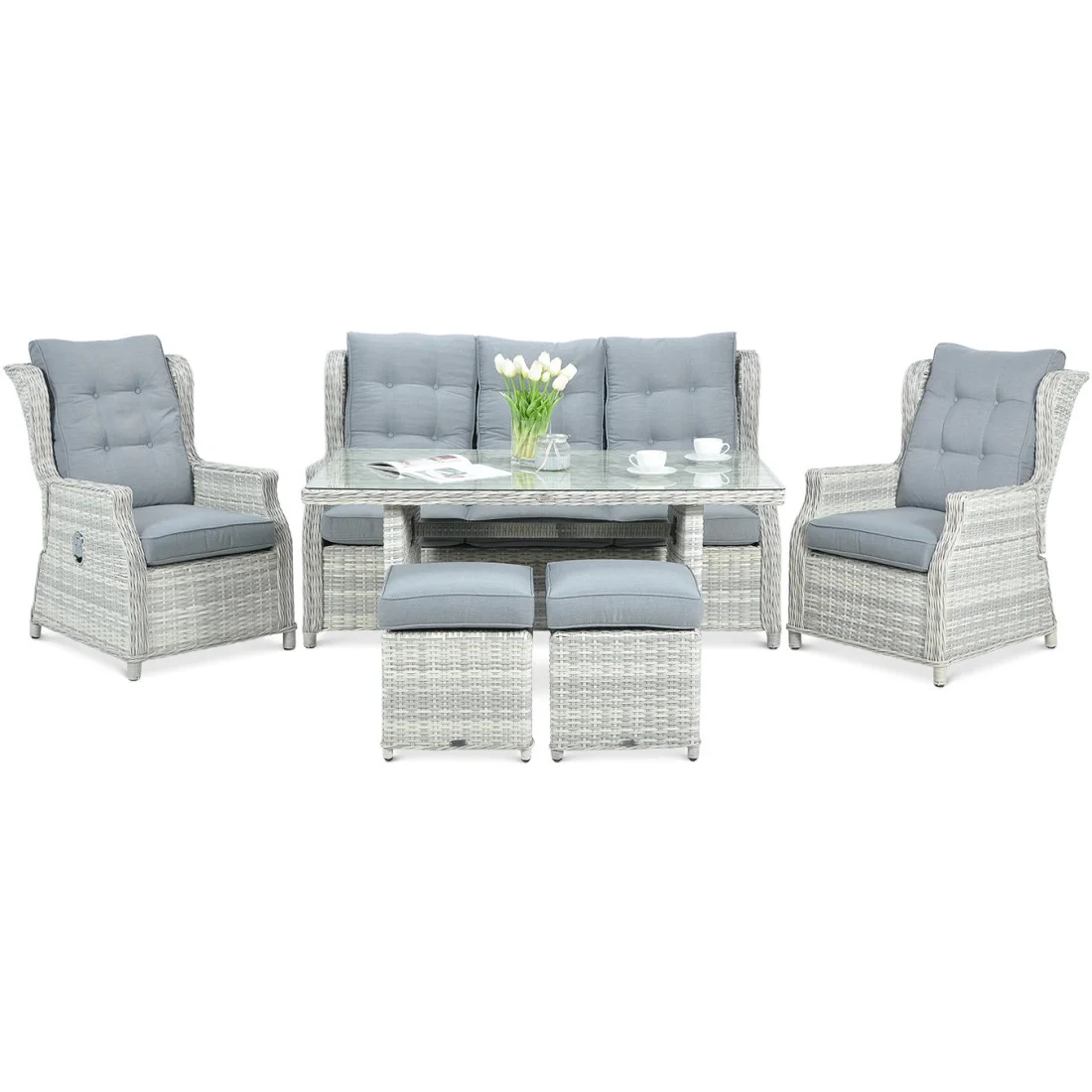 BALTIMORE DINING ZESTAW+PUFY WHITE GREY (003063) - obrazek 4