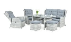 BALTIMORE DINING ZESTAW+PUFY WHITE GREY (003063)