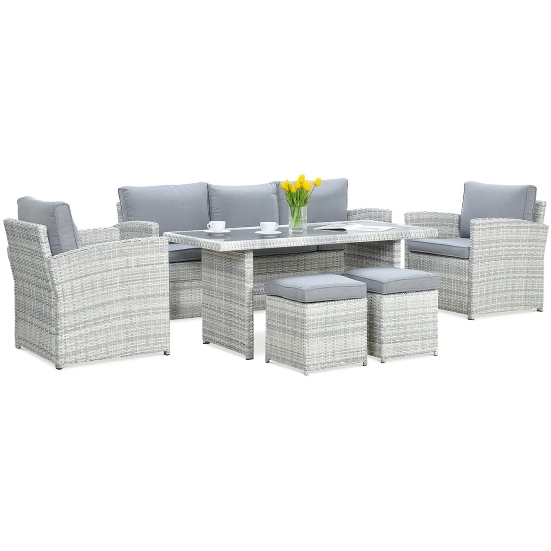 BORNEO ZESTAW+PUFY WHITE GREY (003620) - obrazek 2