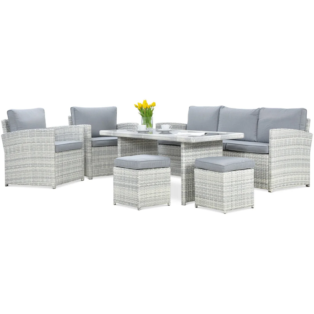 BORNEO ZESTAW+PUFY WHITE GREY (003620) - obrazek 3