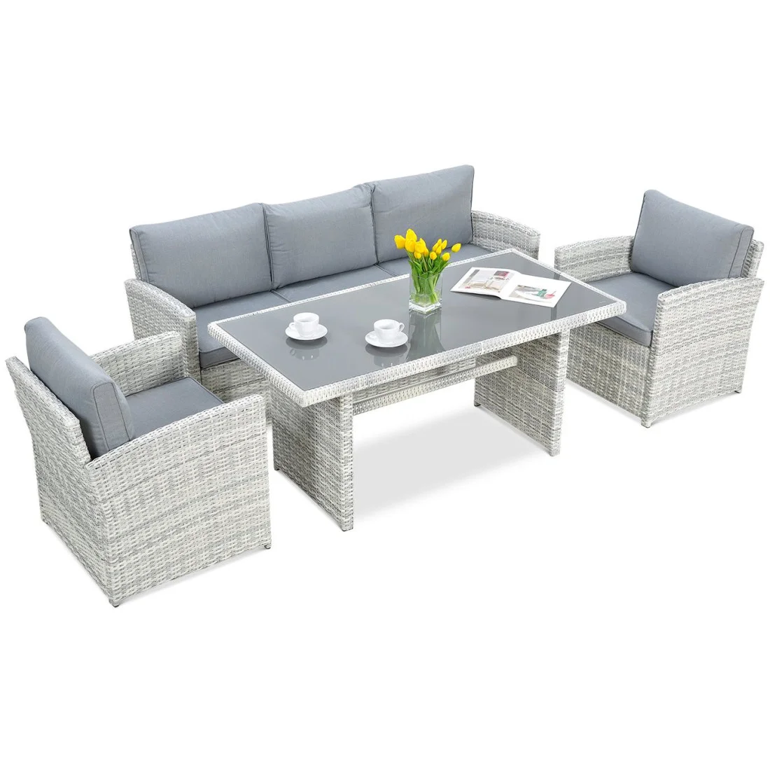 BORNEO ZESTAW+PUFY WHITE GREY (003620) - obrazek 7
