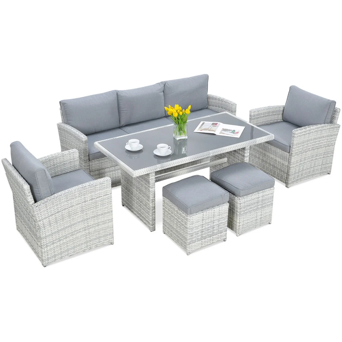 BORNEO ZESTAW+PUFY WHITE GREY (003620) - obrazek 5