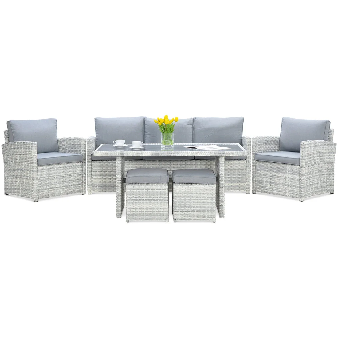 BORNEO ZESTAW+PUFY WHITE GREY (003620) - obrazek 4