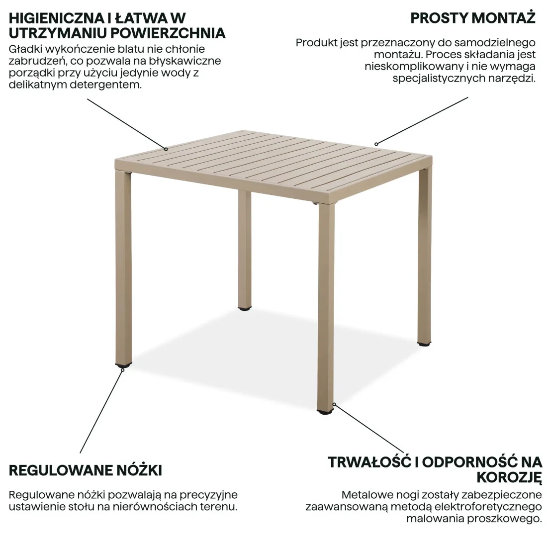 BRIS 80 STÓŁ BEIGE (008848) - obrazek 4