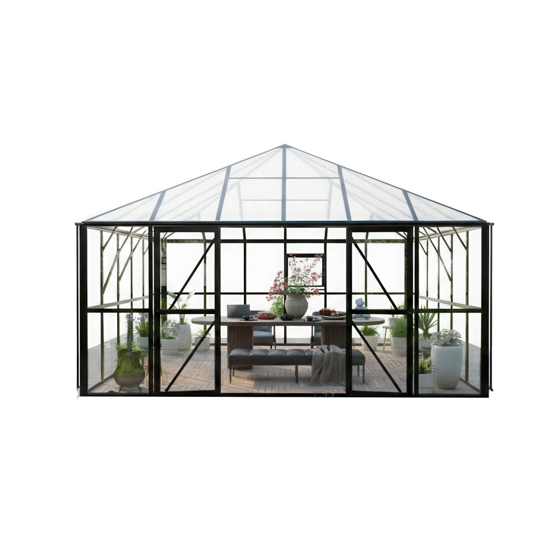 BROADWAY 436x436 OGRÓD ZIMOWY (PC+GLASS) BLACK (007979)