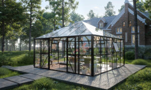 BROADWAY 436x436 OGRÓD ZIMOWY (SOLID PC+GLASS) BLACK (007980)