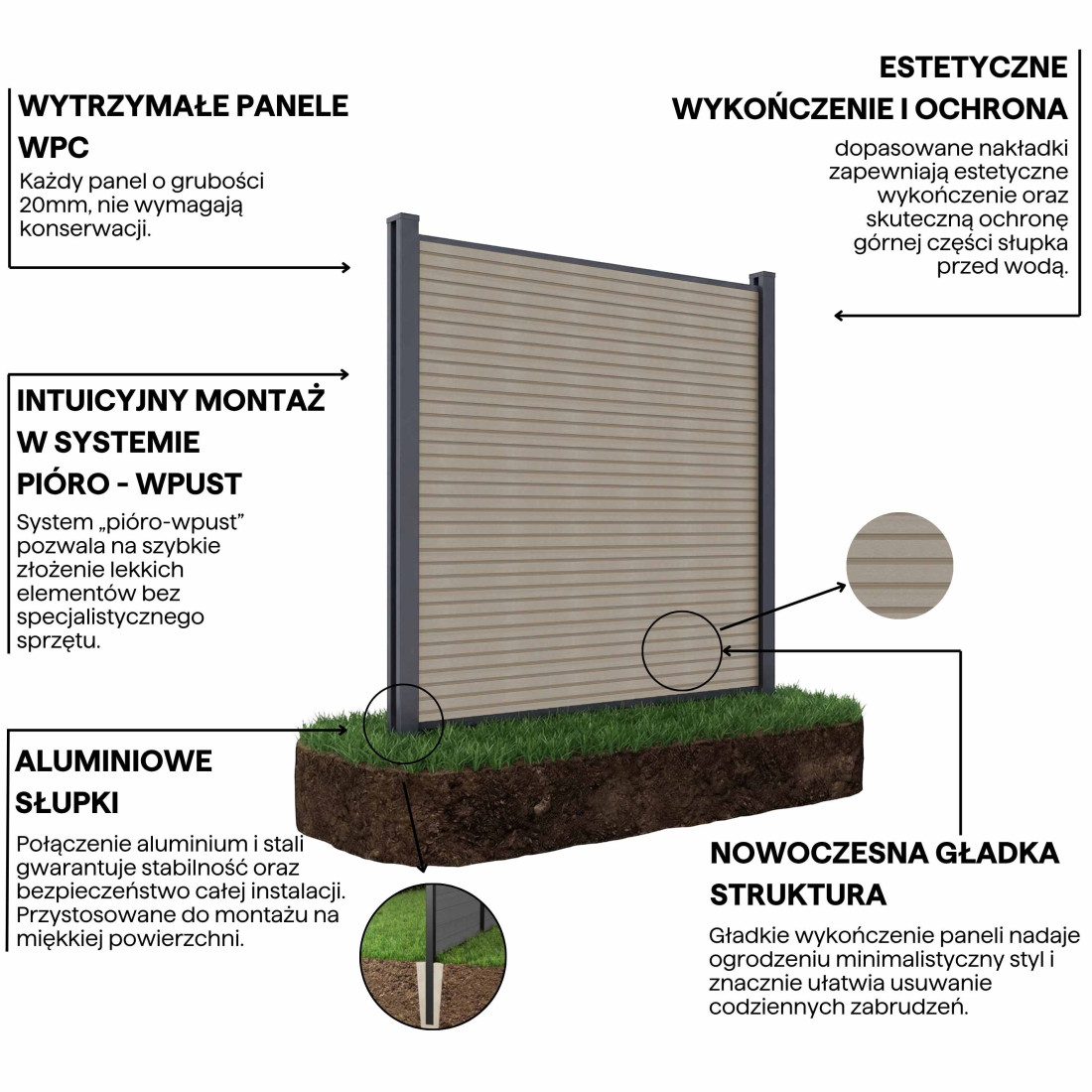 CITY PRZĘSŁO OGRODZENIOWE 1.8M PODŁOŻE MIĘKKIE OAK (009658) - obrazek 4