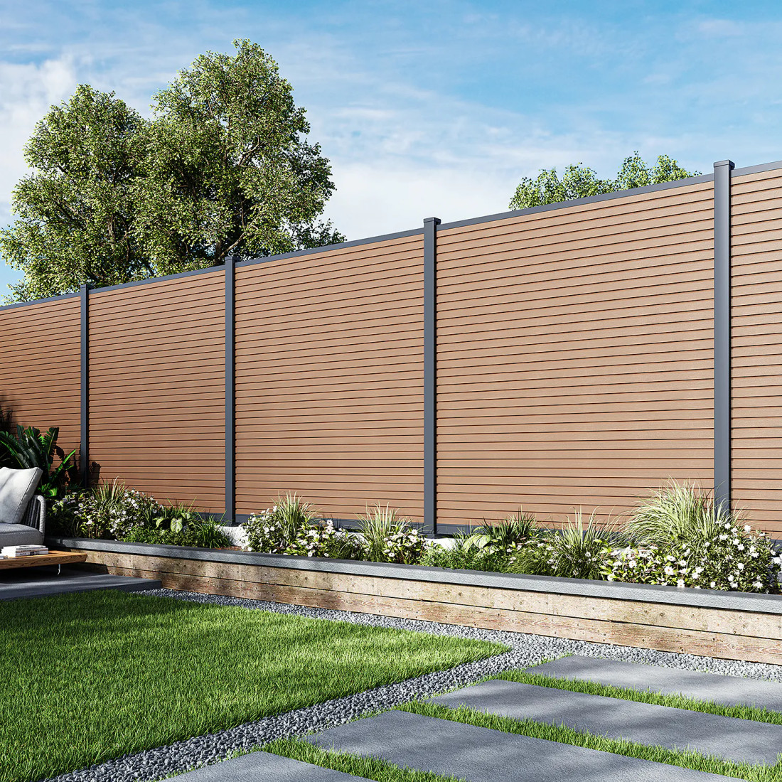 CITY PRZĘSŁO OGRODZENIOWE 1.8M PODŁOŻE TWARDE TEAK (009654) - obrazek 3