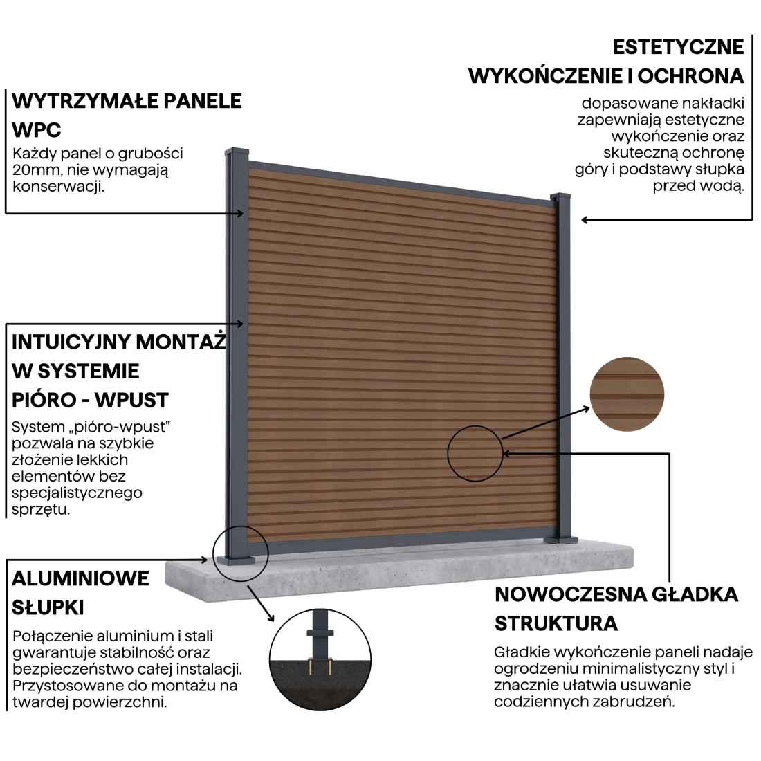 CITY PRZĘSŁO OGRODZENIOWE 1.8M PODŁOŻE TWARDE TEAK (009654) - obrazek 4