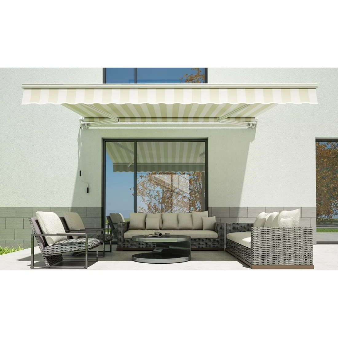 CLASSIC 300x250 MARKIZA TARASOWA WHITE/TAUPE (004449) - obrazek 4