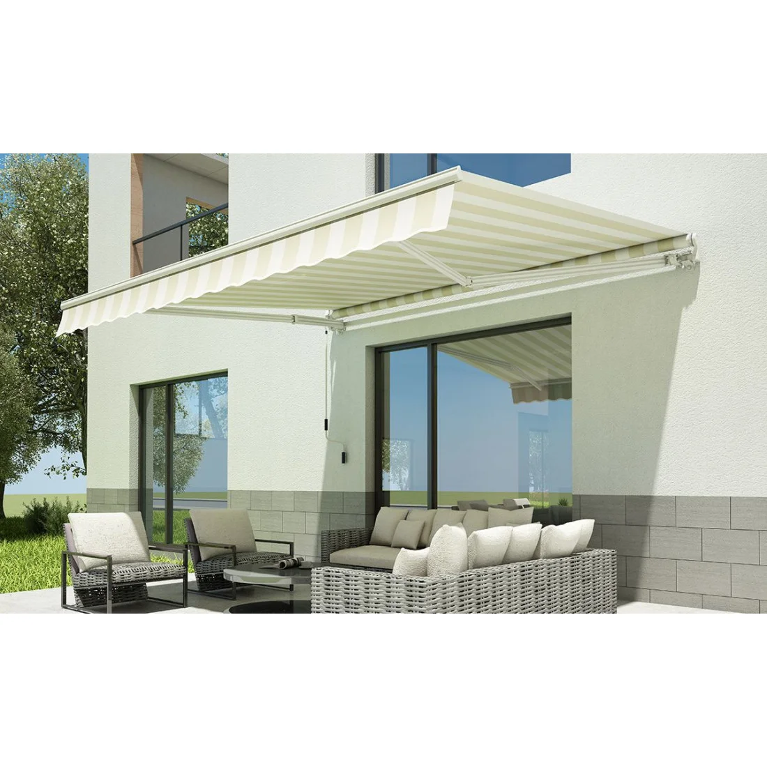 CLASSIC 300x250 MARKIZA TARASOWA WHITE/TAUPE (004449) - obrazek 2