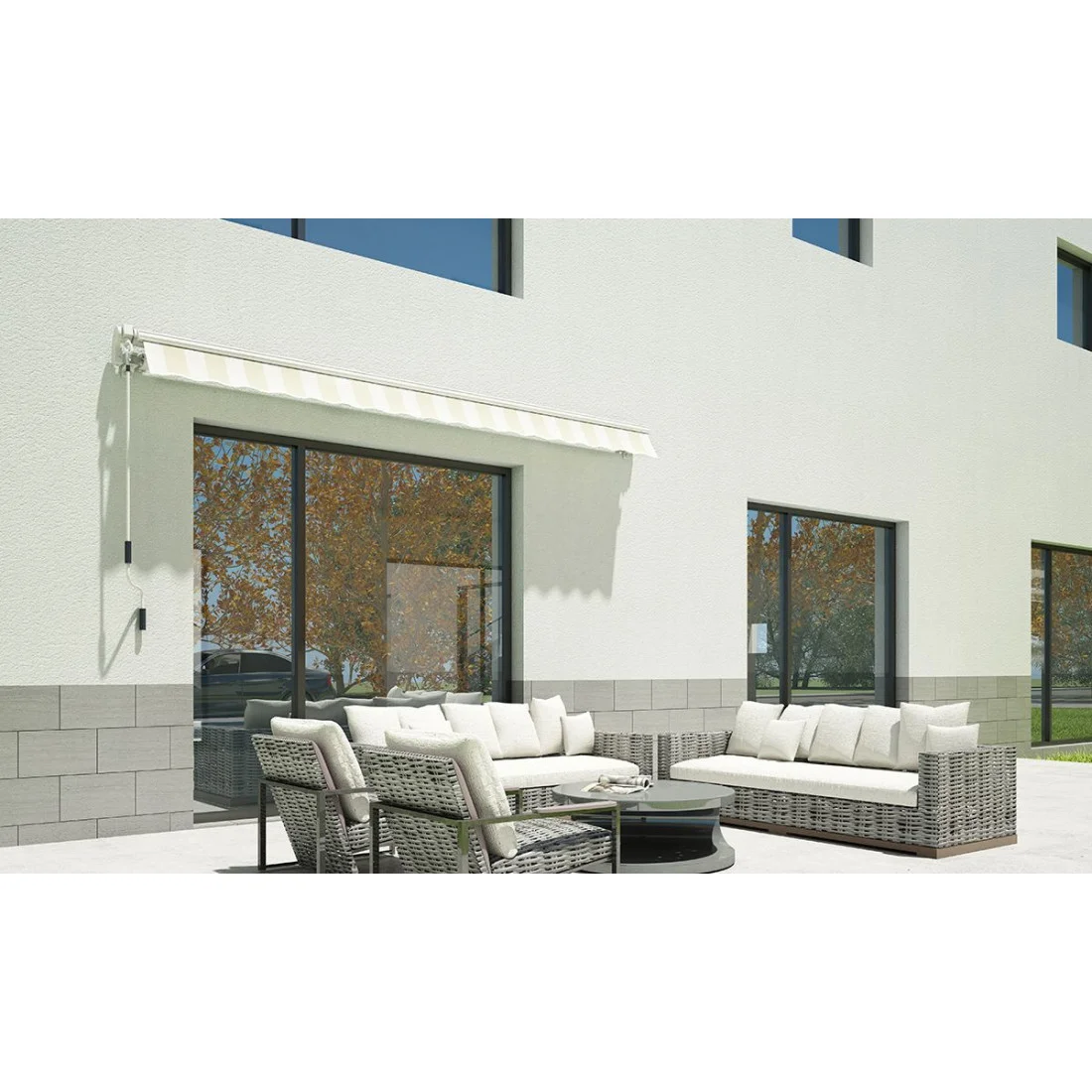 CLASSIC 300x250 MARKIZA TARASOWA WHITE/TAUPE (004449) - obrazek 6