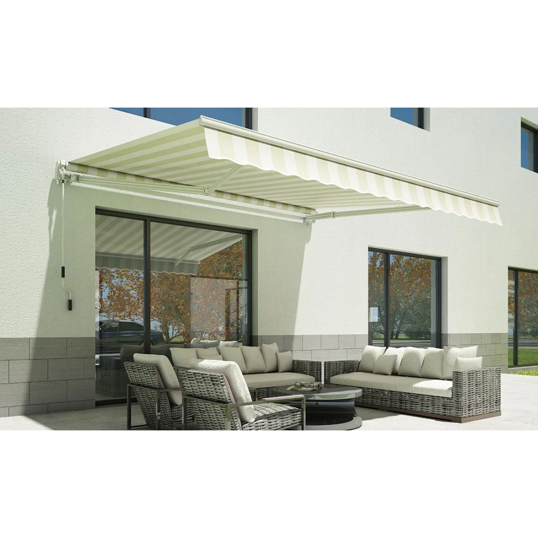 CLASSIC 300x250 MARKIZA TARASOWA WHITE/TAUPE (004449) - obrazek 3