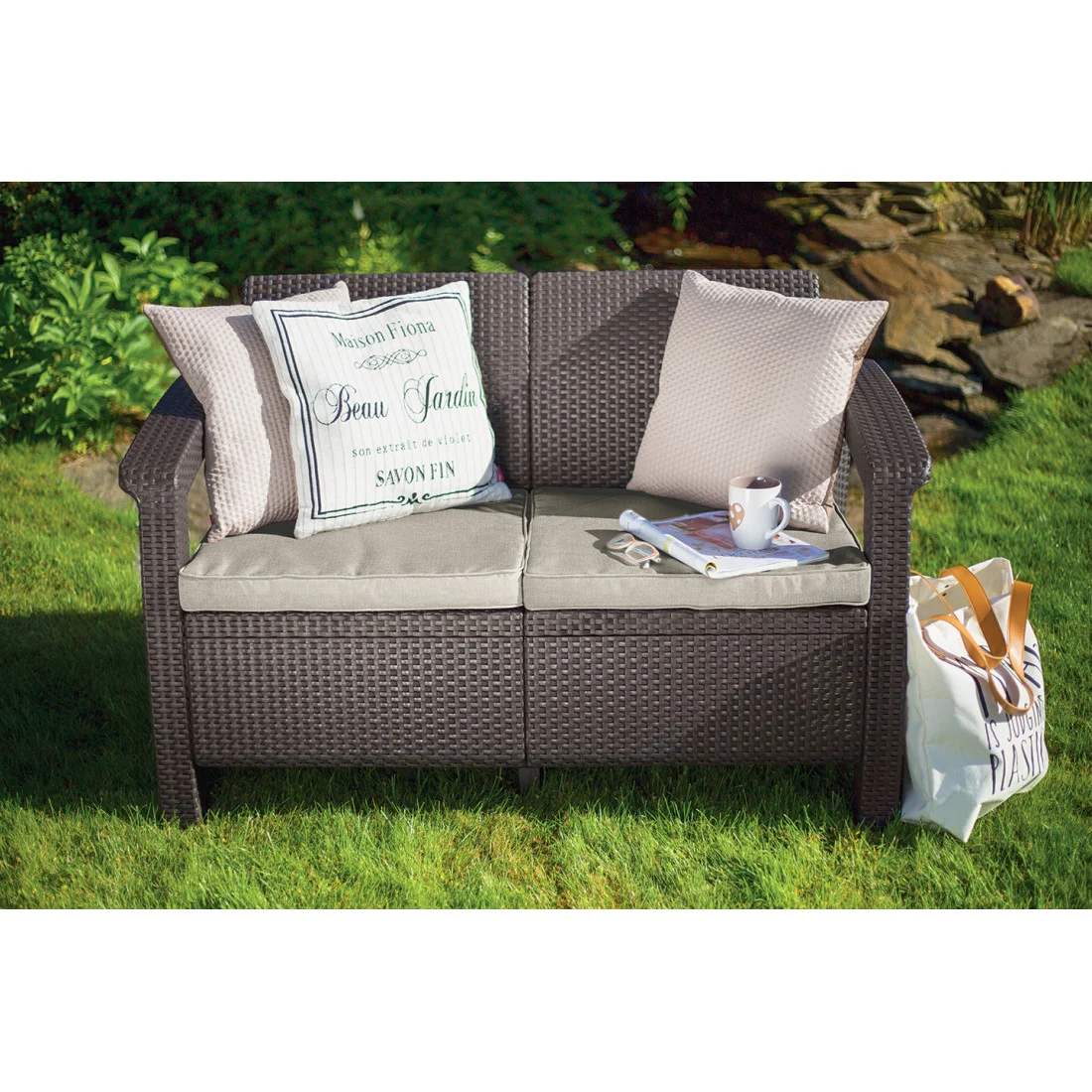 CORFU LOVE SEAT SOFA BROWN (006046) - obrazek 3