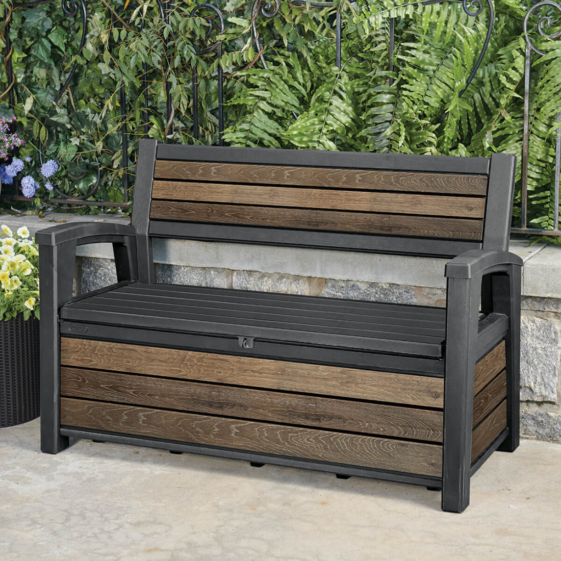 DECO GARDEN 227L ŁAWKA/SKRZYNIA WALNUT (007657) - obrazek 2