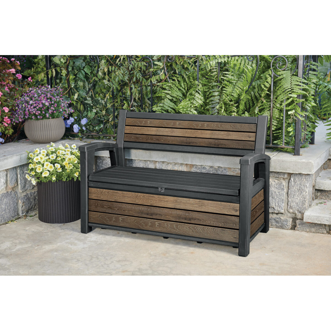 DECO GARDEN 227L ŁAWKA/SKRZYNIA WALNUT (007657) - obrazek 4