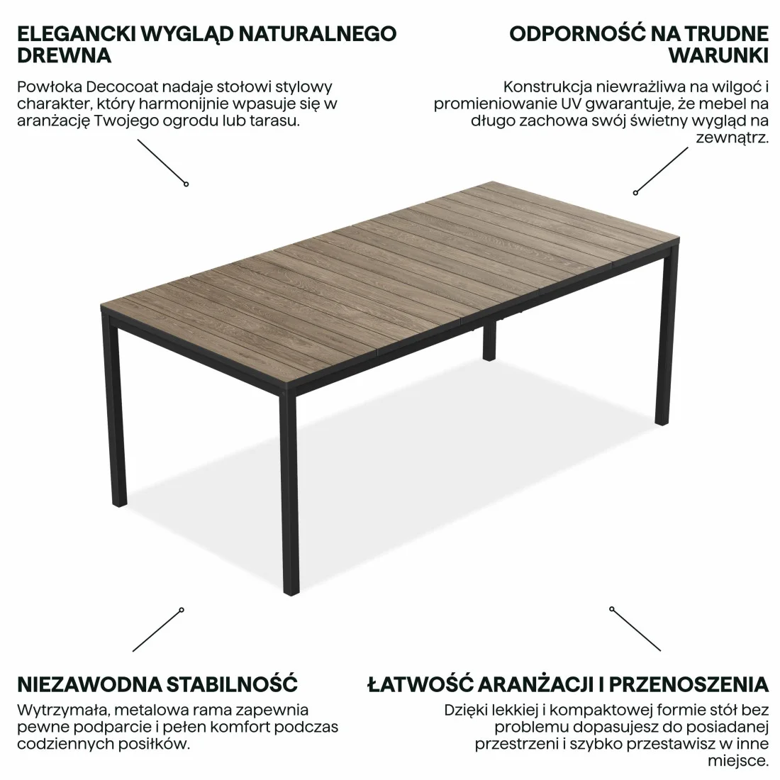 DECO PORTO NOVA 200 STÓŁ BLACK/WALNUT (009326) - obrazek 4